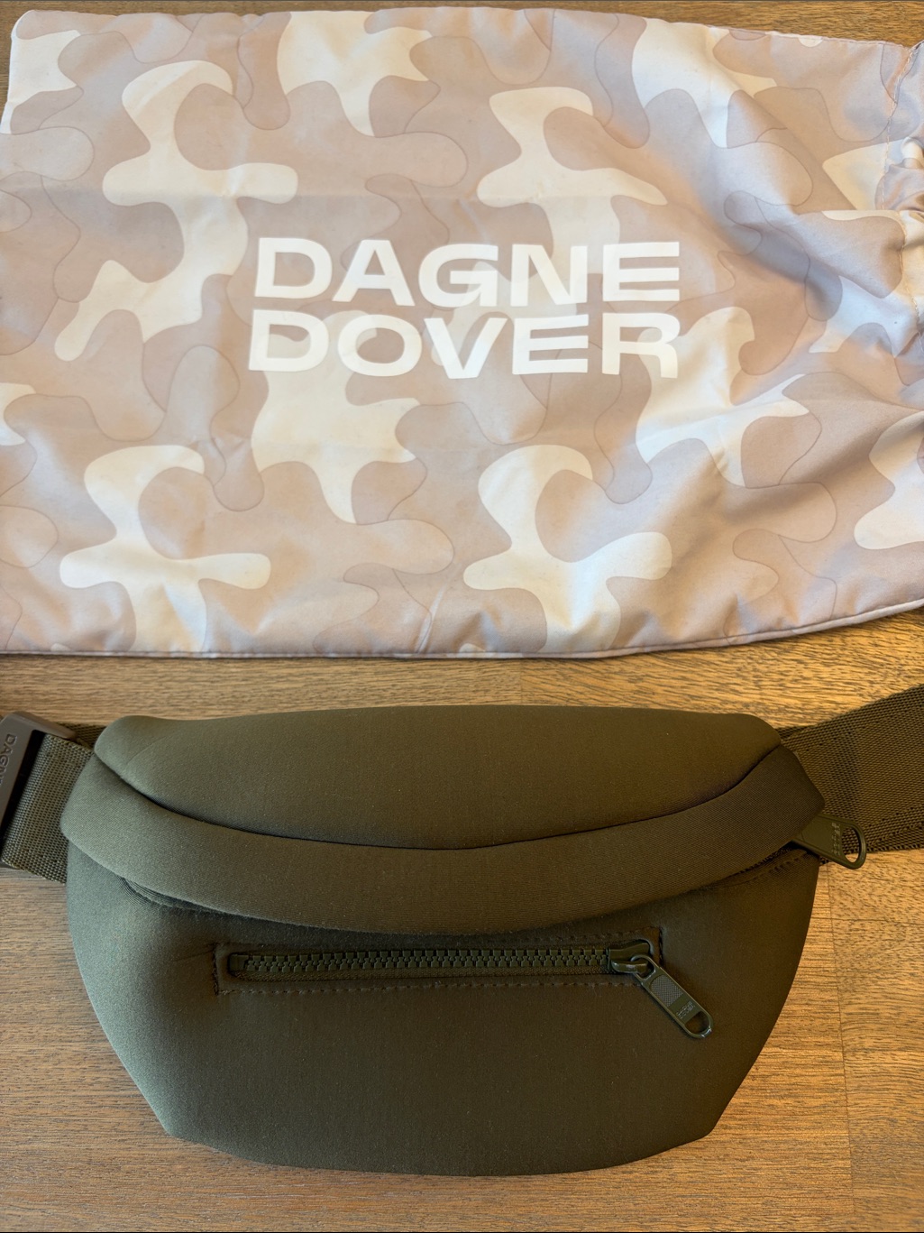 Dagne Dover Ace Dark Moss Green Neoprene Belt Bag With Adjustable Strap